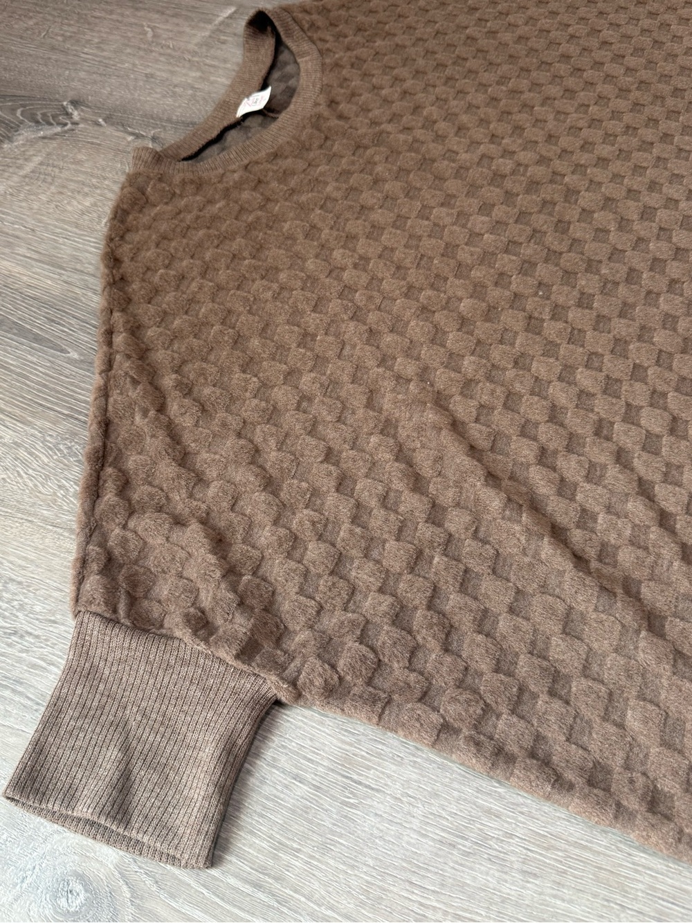 Like Love Textured Oversized Dolman Sweater | Size Large | Mocha Brown - Picture 4 of 7